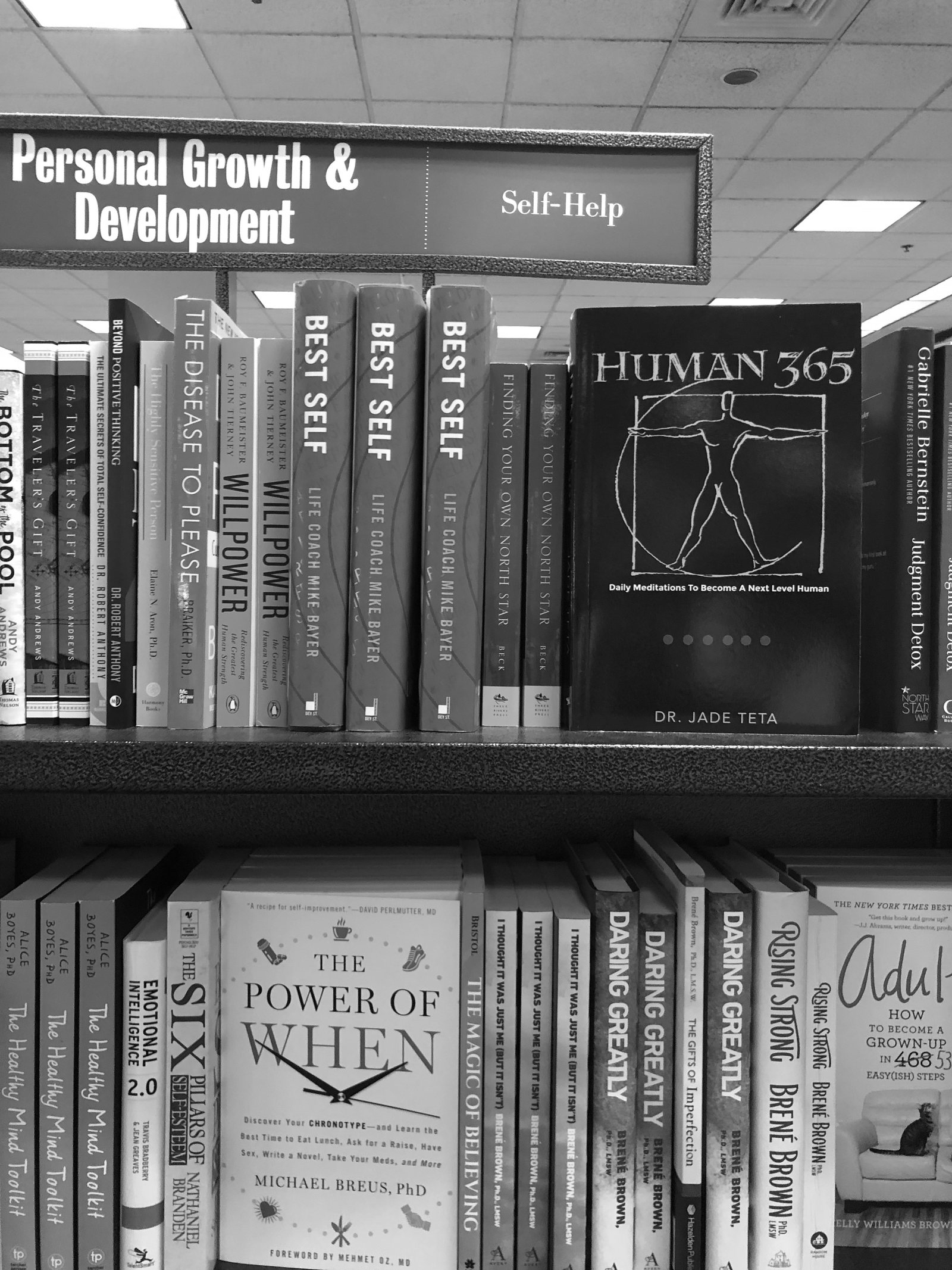 Human 365 on the shelf at Barnes and Noble, self-help aisle.